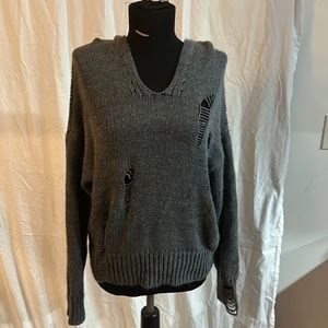 Super soft Distressed grey hoddie sweater